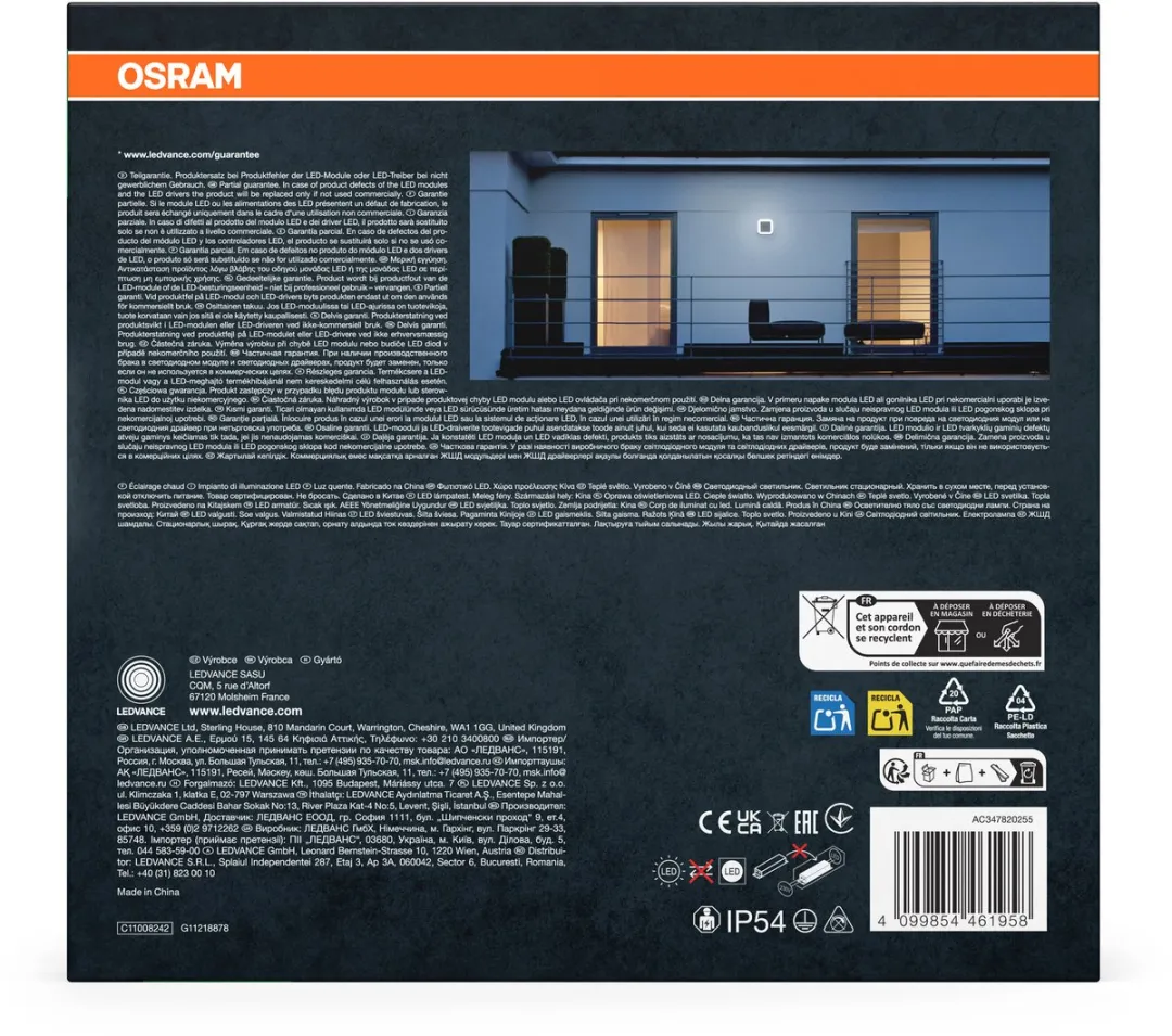 Osram Endura Style Square LED Wand-/Plafondlamp 13.5W - Donkergrijs