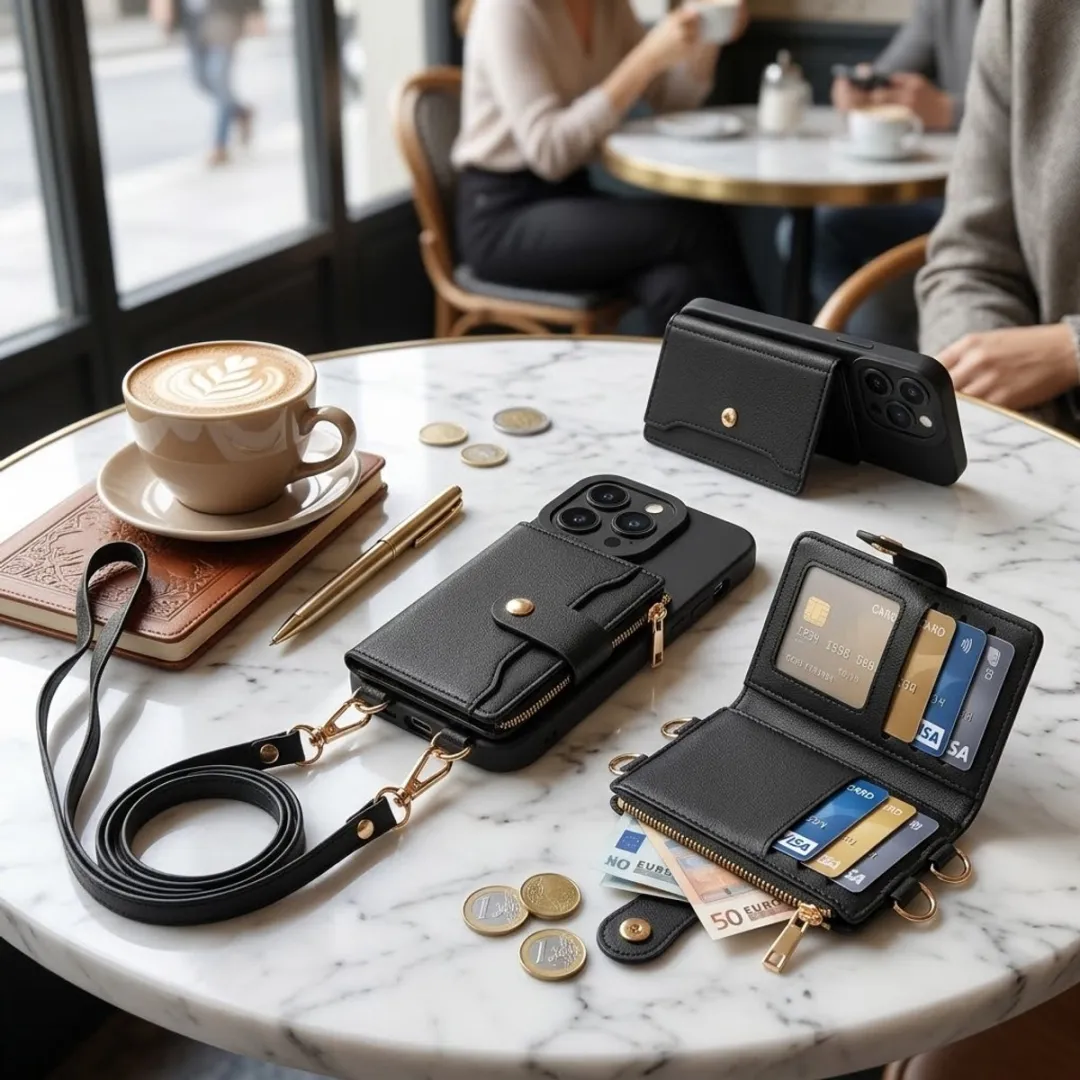 NUVEX iPhone 16 Pro Hoesje met Portemonnee - Zwart