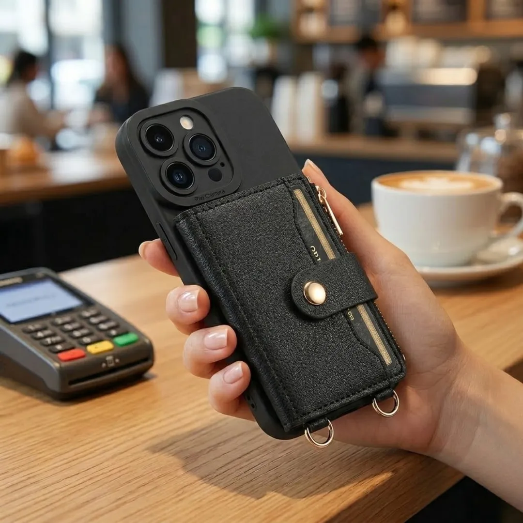 NUVEX iPhone 16 Pro Hoesje met Portemonnee - Zwart