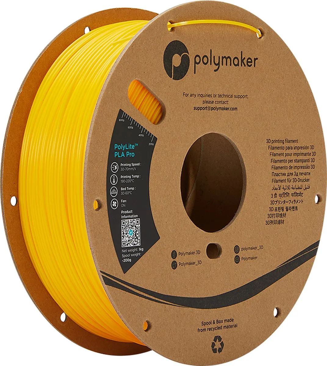 Polymaker PolyLite PLA PRO Geel 1.75mm 1kg