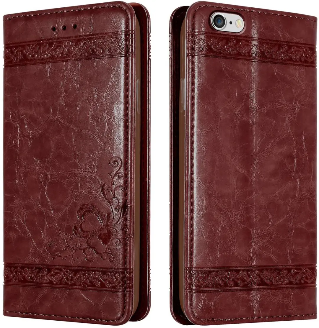 Cadorabo Hoesje geschikt voor Apple iPhone 6 / 6S in Donker Rood met ornamenten