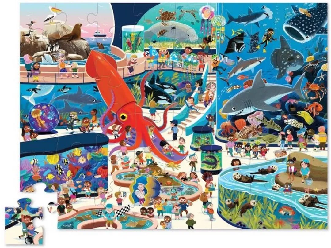 Crocodile Creek Grote Zeedieren Vloerpuzzel 48 Stuks - Aqua