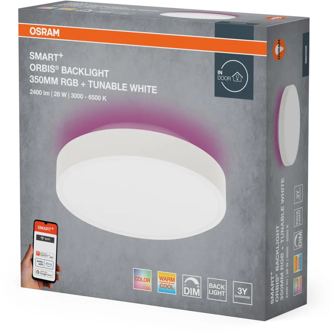 Osram SMART+ WiFi Orbis Backlight LED Wandlamp 350mm - 28W 1400lm RGBW - afbeelding 6 van 6