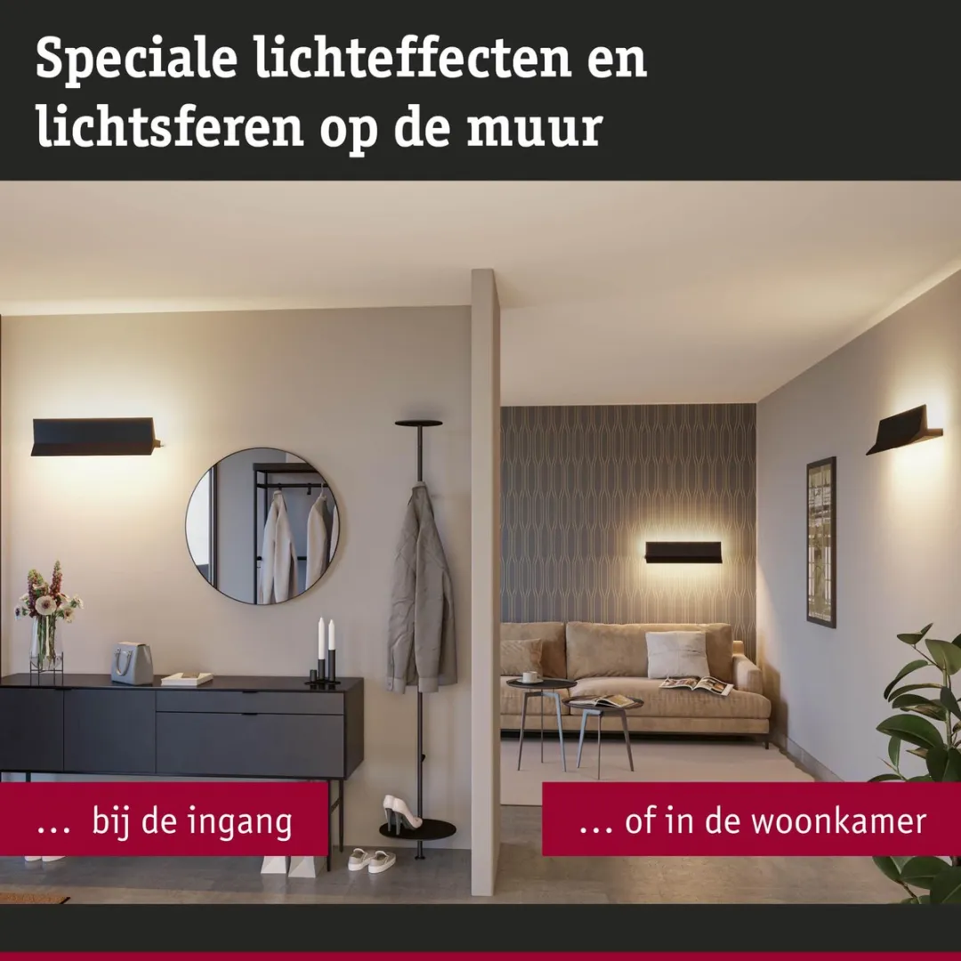 Paulmann LED Wandlamp Stine 3-Step-Dim 2700K 970lm - Zwart mat