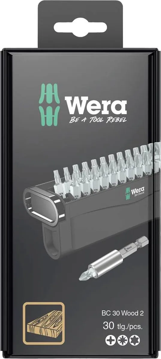 Wera Bit-Check 30 Wood 2 SB 05057438001 Bitset - 30-delig