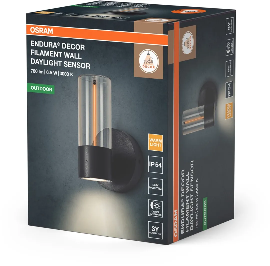 Osram ENDURA Decor Filament Wall Sensor 6.5W - Donkergrijs