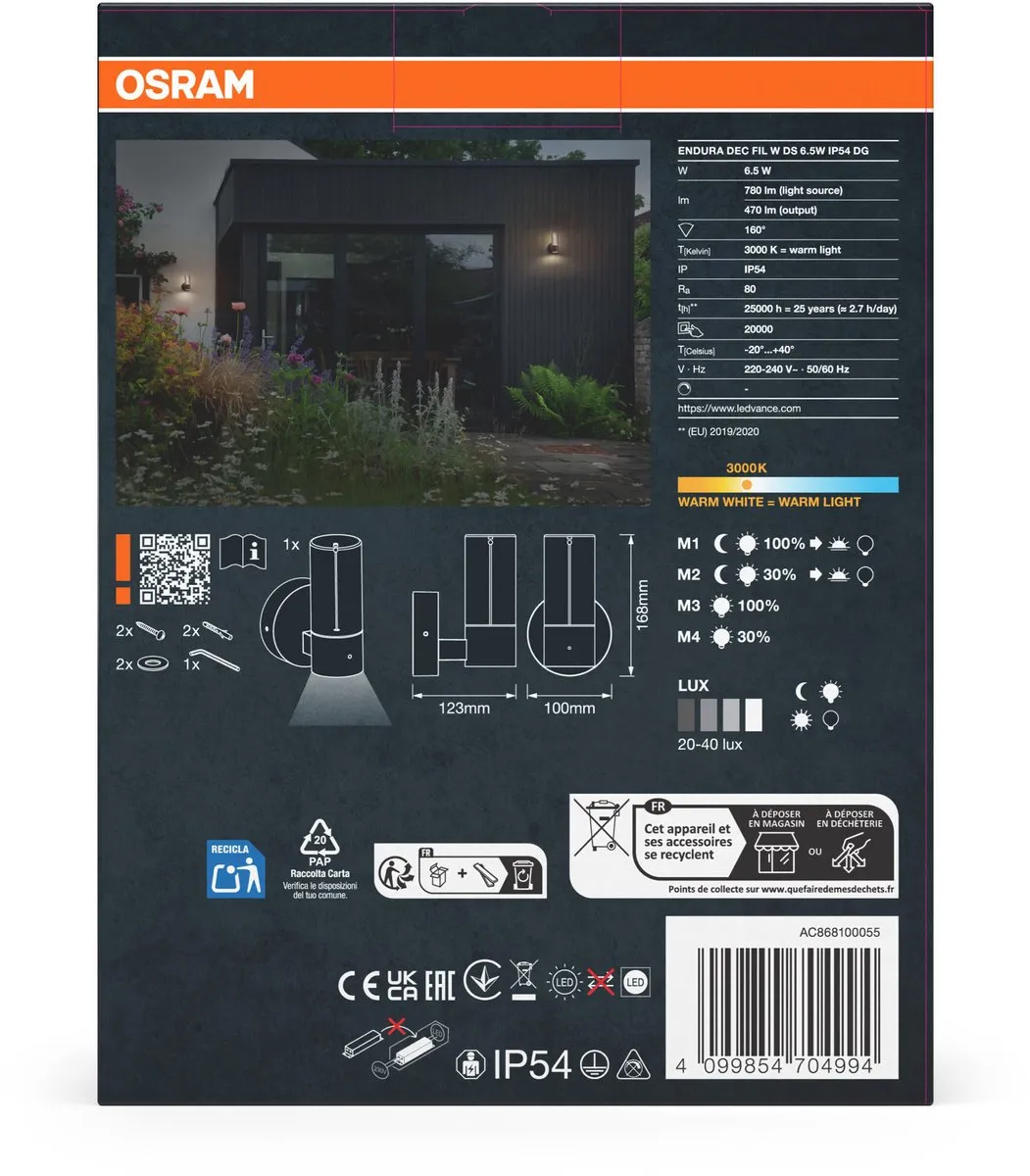 Osram ENDURA Decor Filament Wall Sensor 6.5W - Donkergrijs - afbeelding 6 van 6