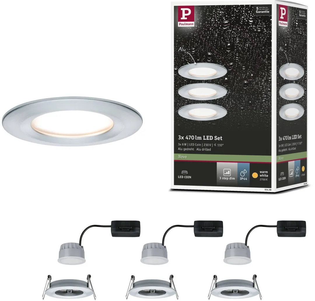 Paulmann LED-inbouwlamp Nova Coin Basisset 3x6W