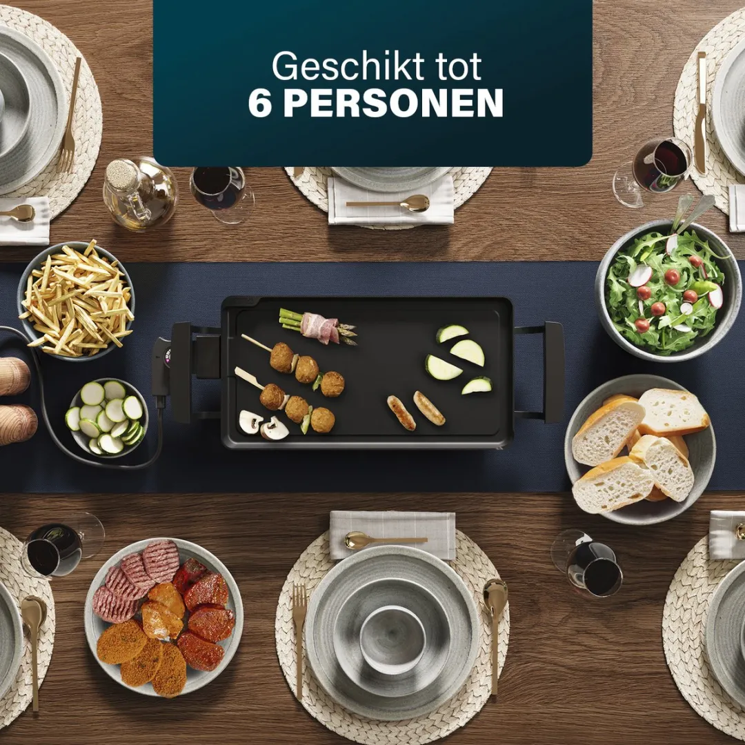 Princess Table Chef Bakplaat 1800W - 43x23cm - 6 Personen - Zwart