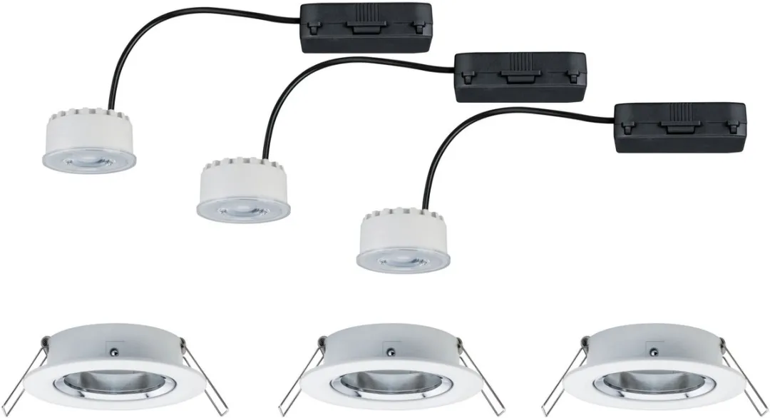 Paulmann Coin Basisset LED-inbouwlamp 3x6,8W 463lm 2700K - Wit/Chroom - afbeelding 6 van 6