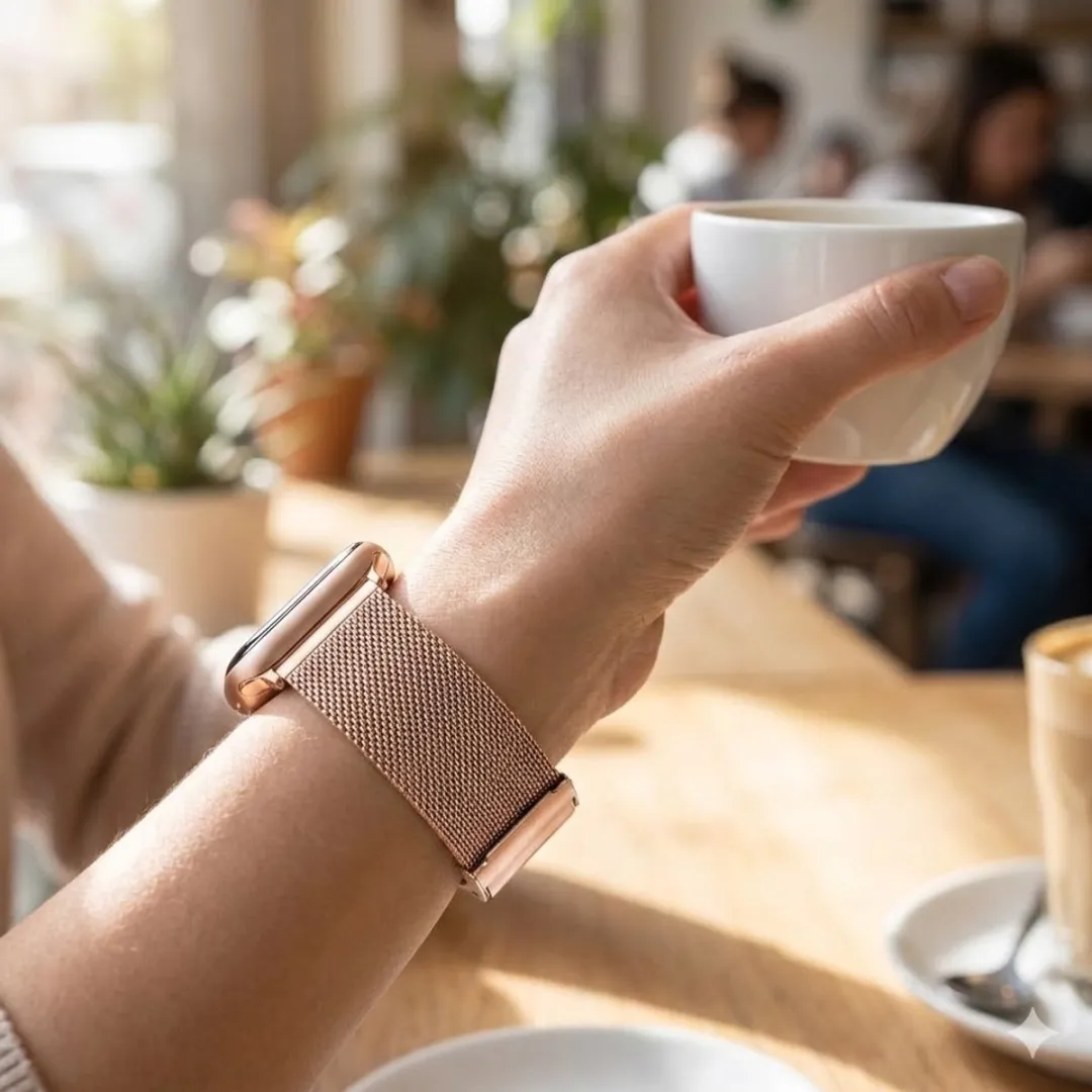 NUVEX Roségoud Metal Mesh Horlogeband 20mm - One Size