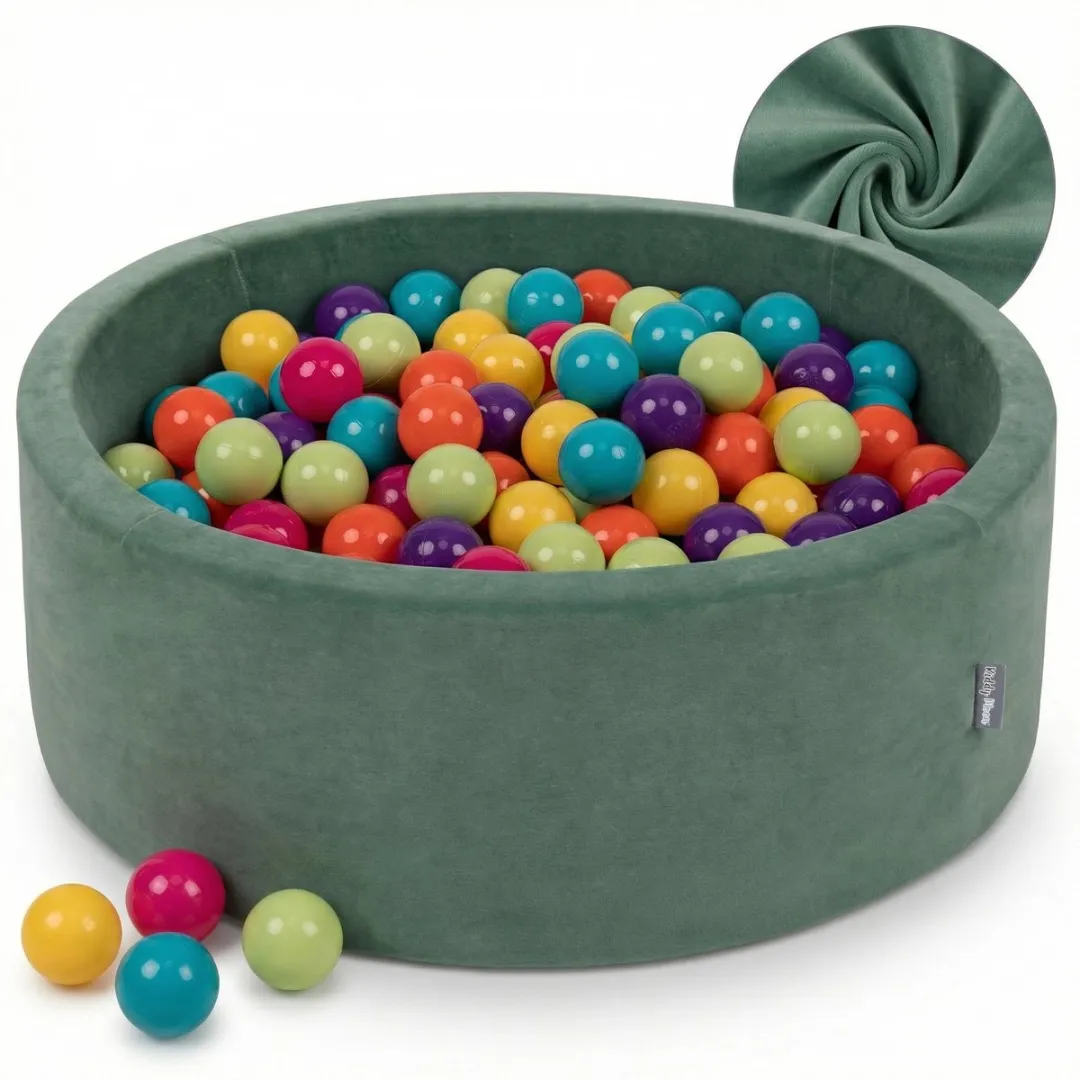 KiddyMoon Fluwelen Ballenbad 90x30cm - 200 Stuks Bosgroen