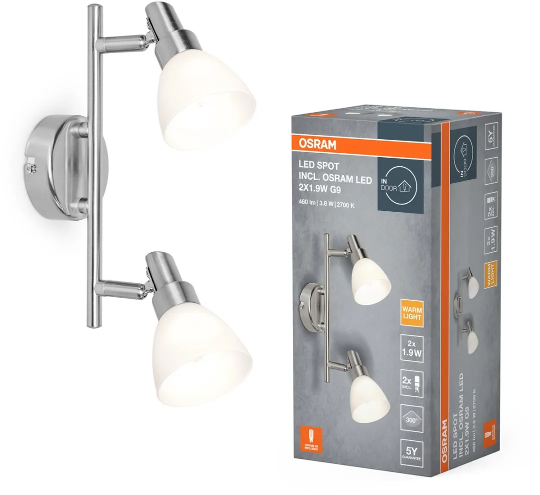 Osram LED Spot G9 2x1.9W 2700K - 3,8W - 400lm - Zilver