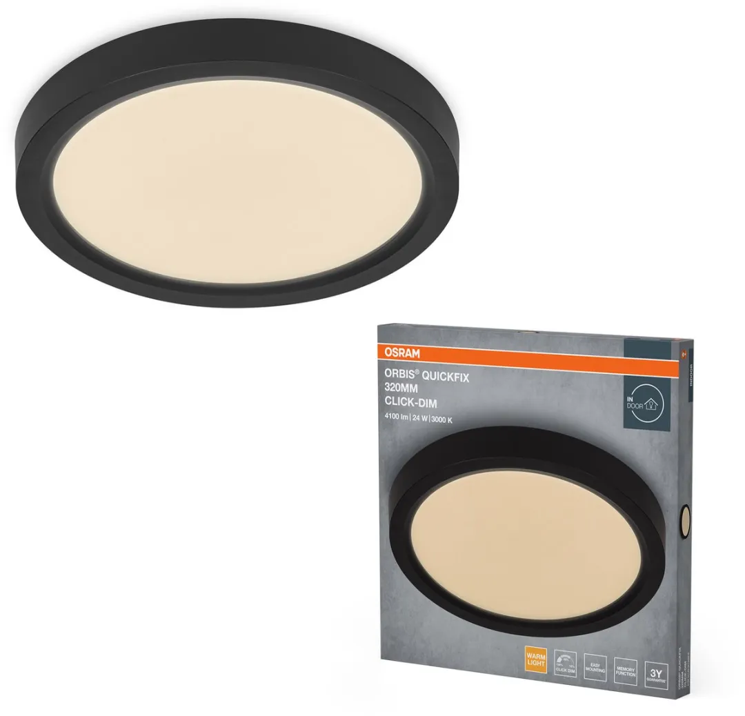 Osram Orbis Quickfix LED Plafondlamp 24W 3000K - 2500lm - Zwart