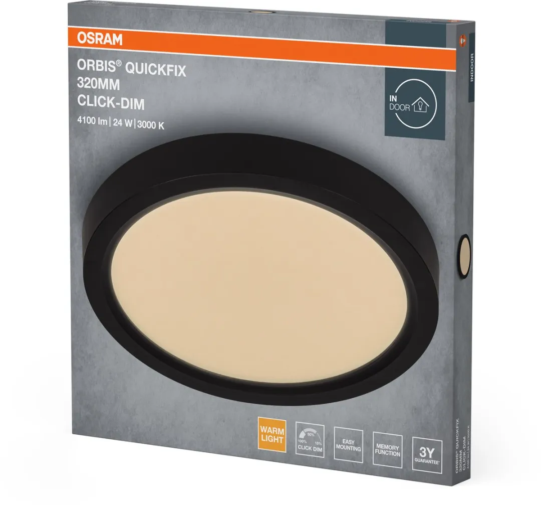 Osram Orbis Quickfix LED Plafondlamp 24W 3000K - 2500lm - Zwart