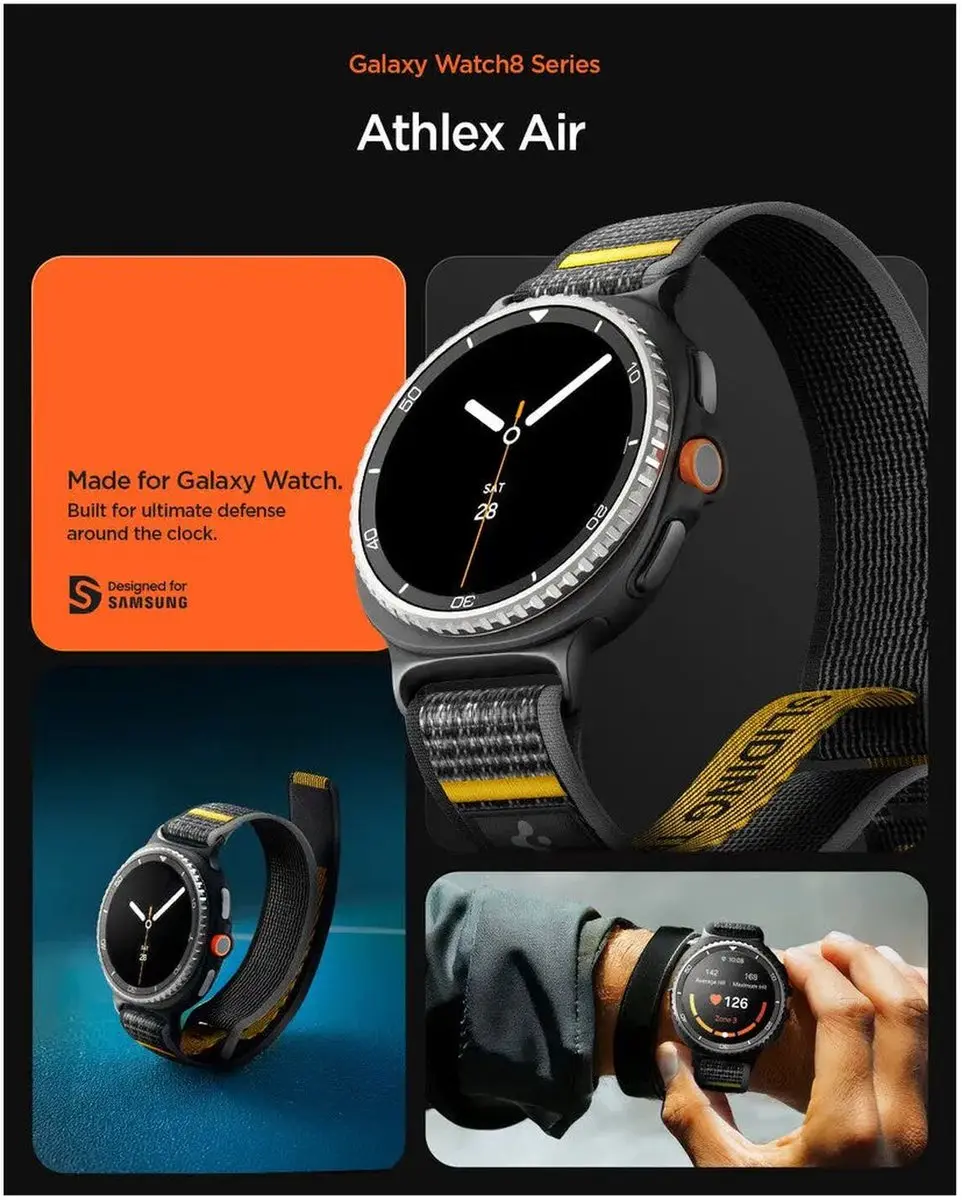 Spigen Athlex Air Bandje Samsung Galaxy Watch 8 - Zwart - afbeelding 5 van 6