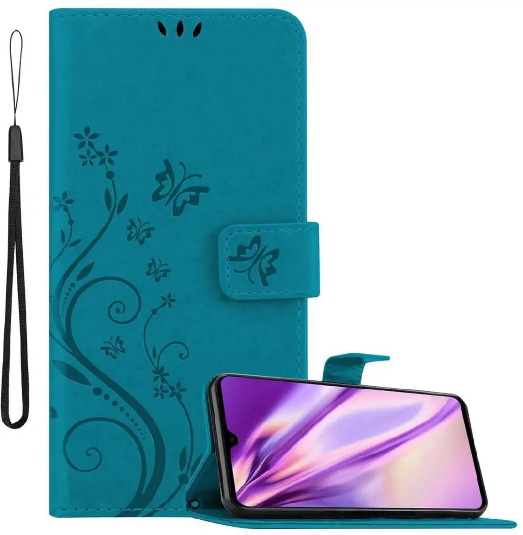 Cadorabo Hoesje geschikt voor Huawei MATE 20 in BLOEMEN BLAUW