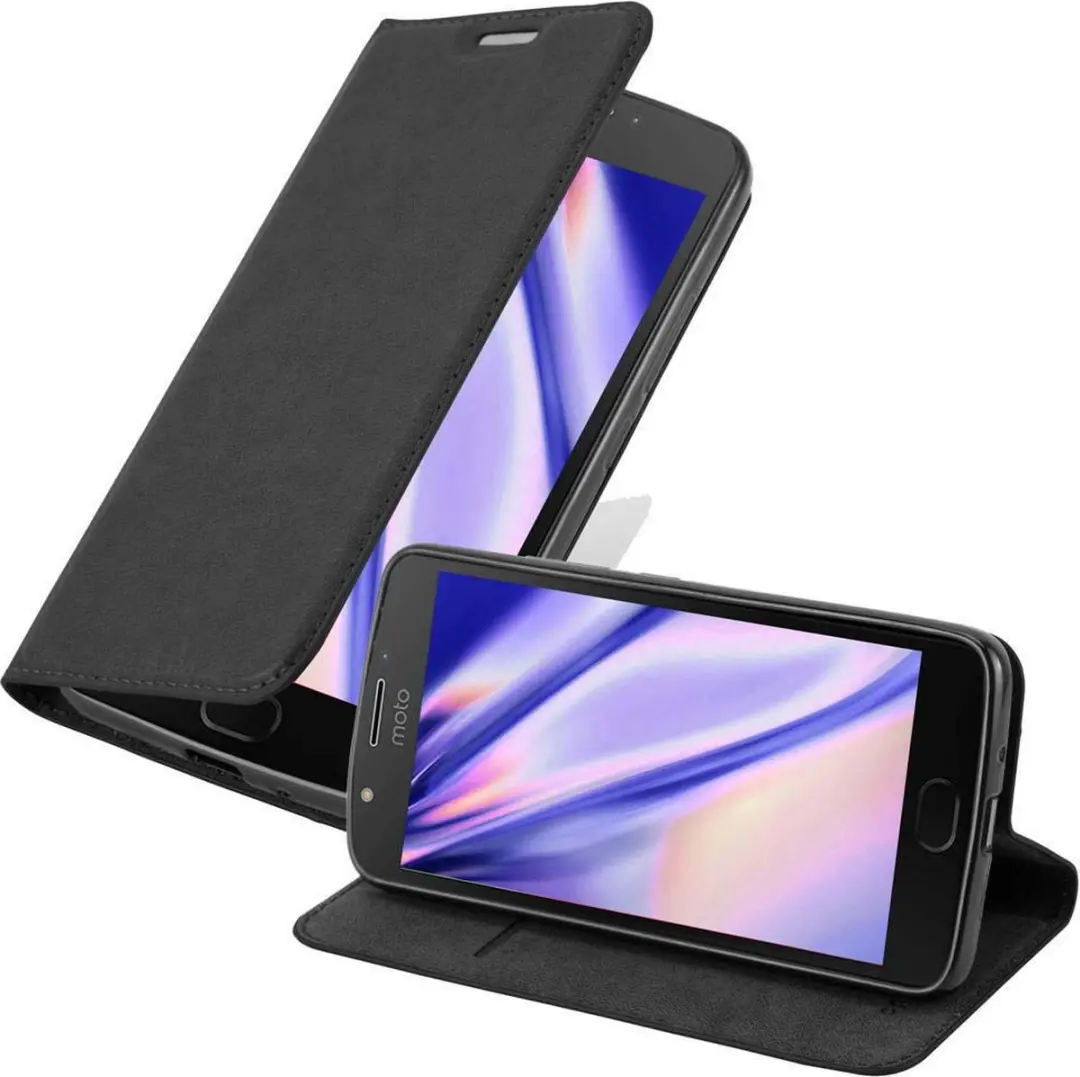 Cadorabo Hoesje geschikt voor Motorola MOTO E4 PLUS in ZWARTE NACHT
