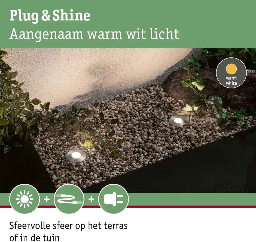 Paulmann Plug & Shine Floor Mini Grondinbouwlamp 3x2,5W 3000K - IP67 Zilver - afbeelding 6 van 6