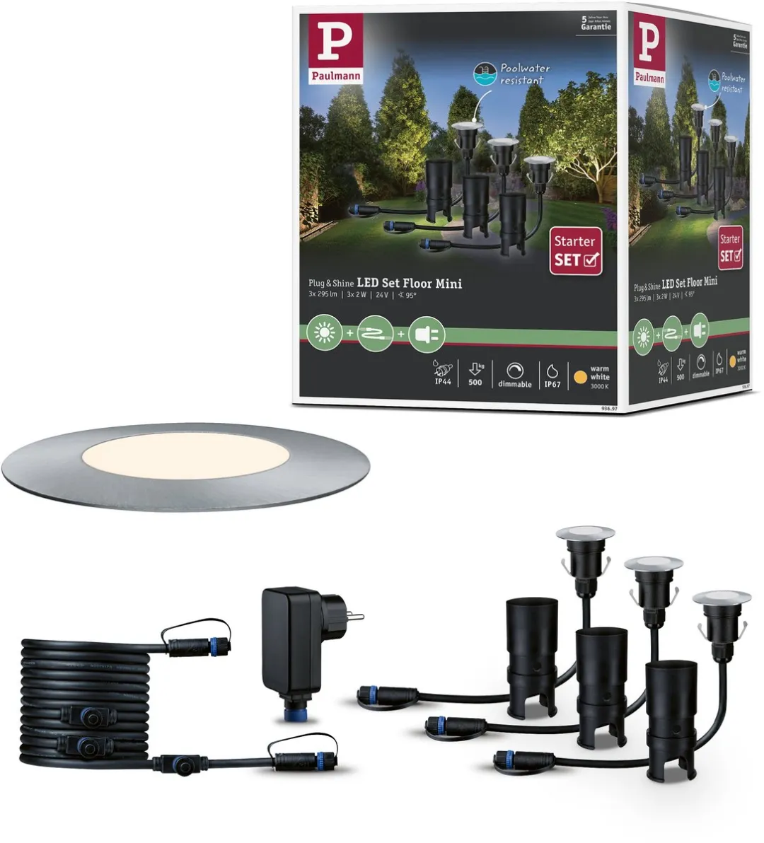 Paulmann Plug & Shine Floor Mini Grondinbouwlamp 3x2,5W 3000K