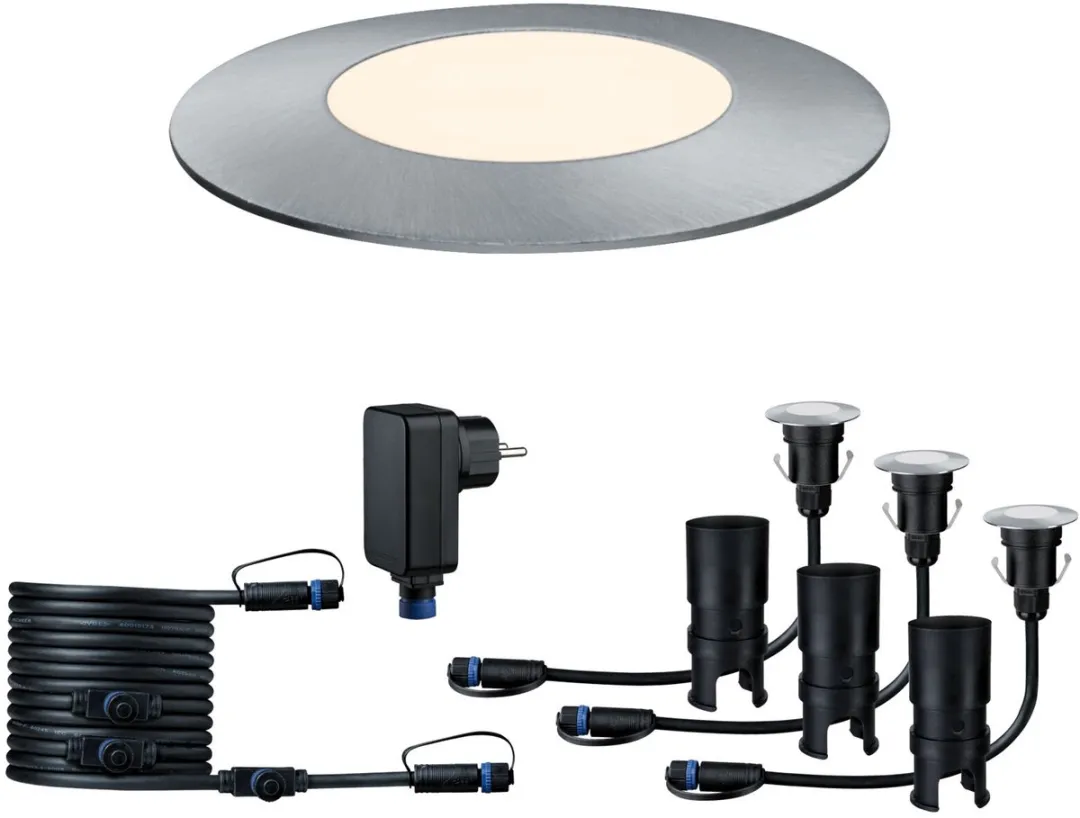 Paulmann Plug & Shine Floor Mini Grondinbouwlamp 3x2,5W 3000K - IP67 Zilver