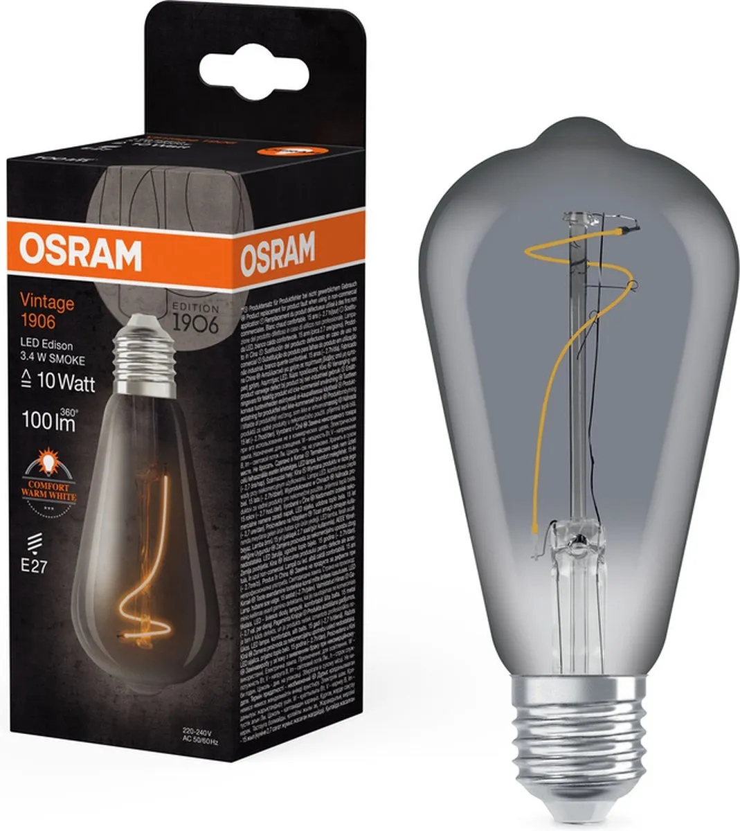 Osram LED Vintage-Edition E27 ST64 10W - 1800K Helder Glas