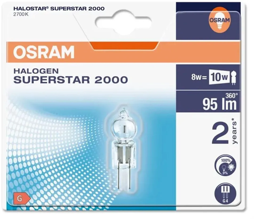 Osram G4 Halogeenlamp 12V 8W 2700K - 10 Stuks