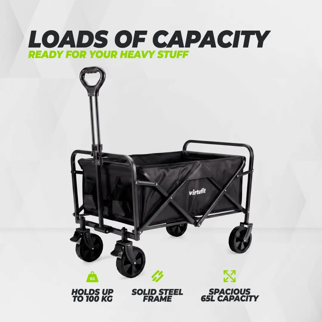 VirtuFit Opvouwbare Bolderkar 65L - 100 kg - Zwart - afbeelding 5 van 6