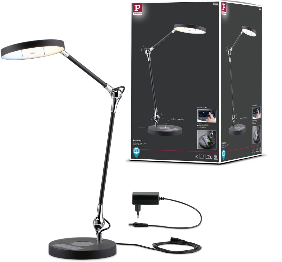 Paulmann LED-bureaulamp Numis QI 1000lm - Zwart