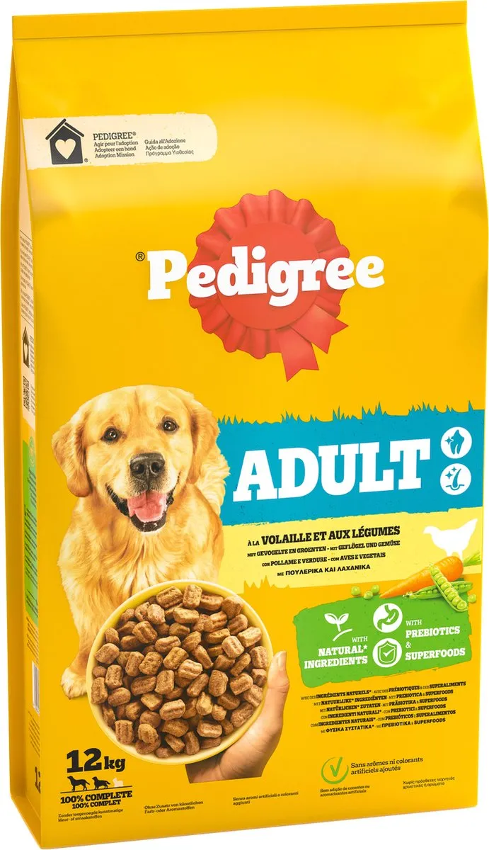 Pedigree Adult Hondenbrokken Gevogelte & Groenten 12kg