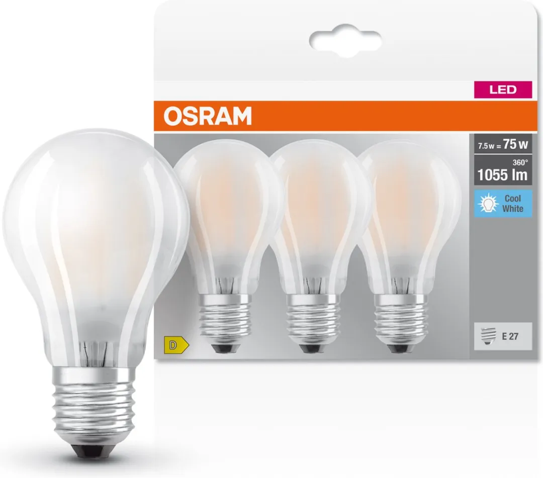 Osram LED-lamp E27 7.5W Neutraalwit - 3 Stuks