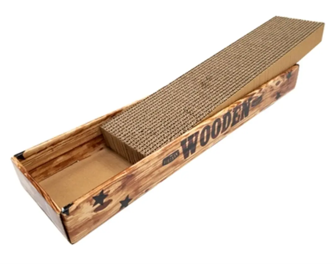 Croci Krabplank Homedecor Noce Houtprint krabpaal 48x12,5x5cm - afbeelding 2 van 5
