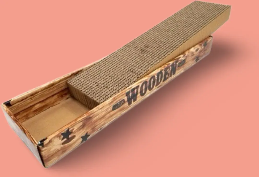 Croci Krabplank Homedecor Noce Houtprint krabpaal 48x12,5x5cm - afbeelding 4 van 5