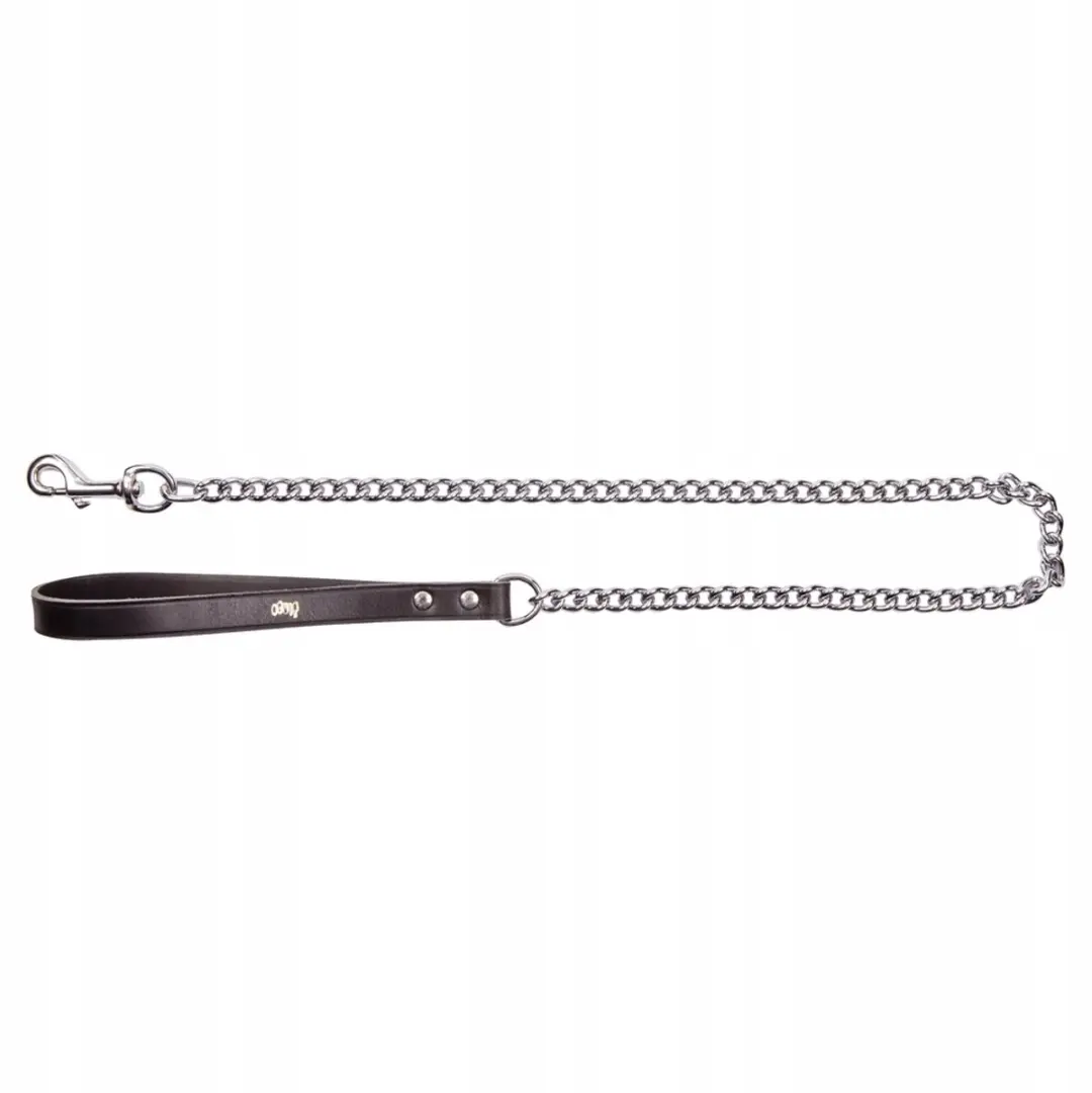 Dingo Leren Halsband Ketting Zwart 115cm