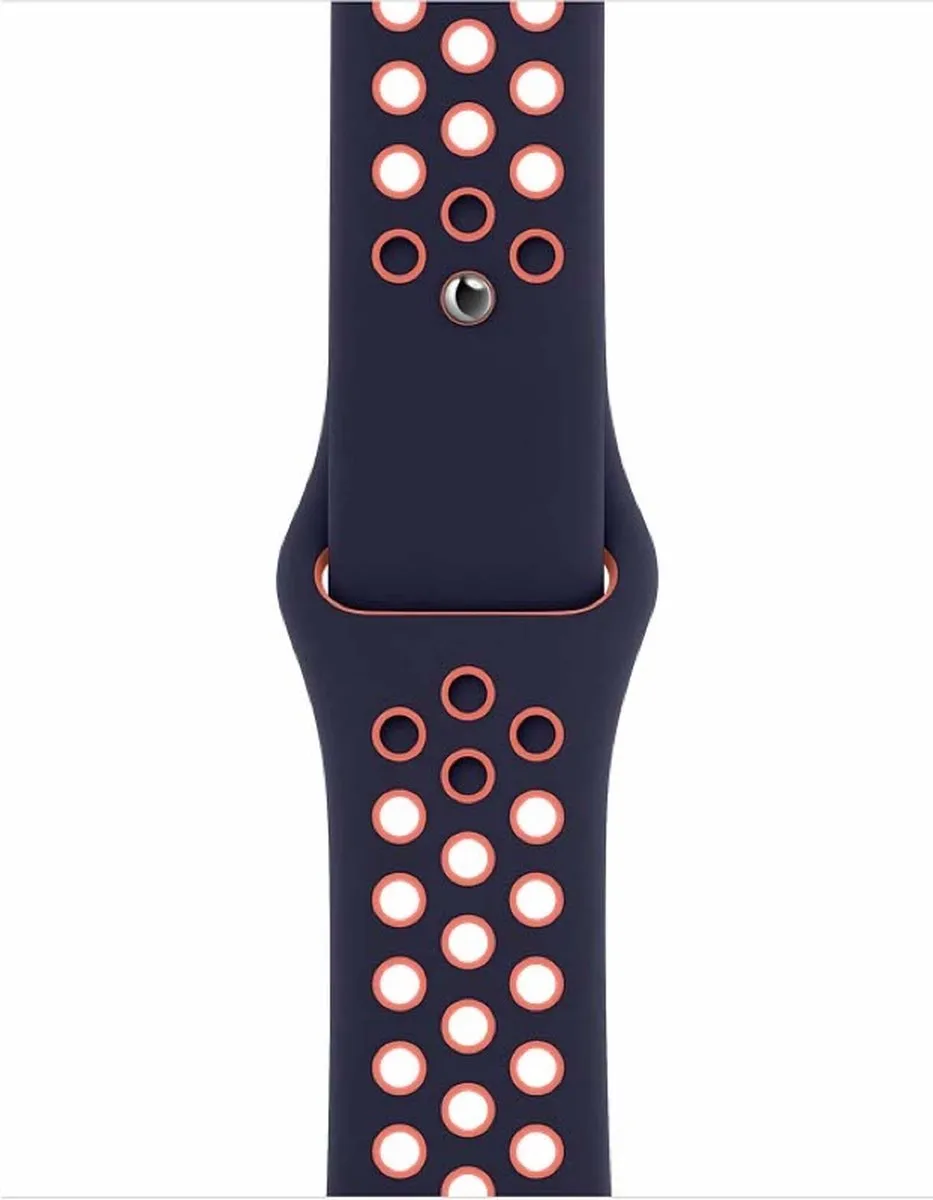 Apple Watch Nike Sport Band - 40mm - Blue Black/Bright Mango - voor Apple Watch SE/5/6