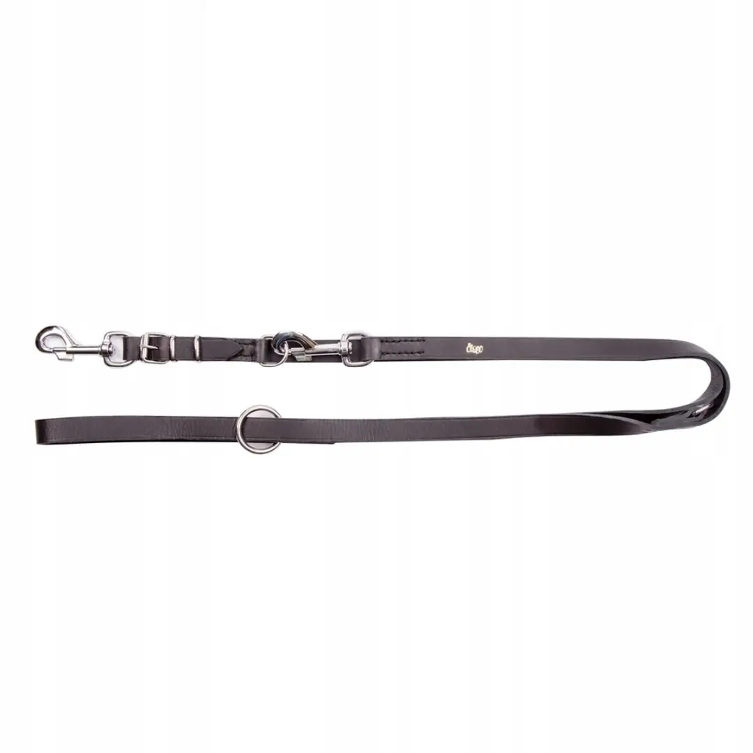 Dingo Verstelbare Leren Hondensnoer SOFT 1,5x220cm Zwart