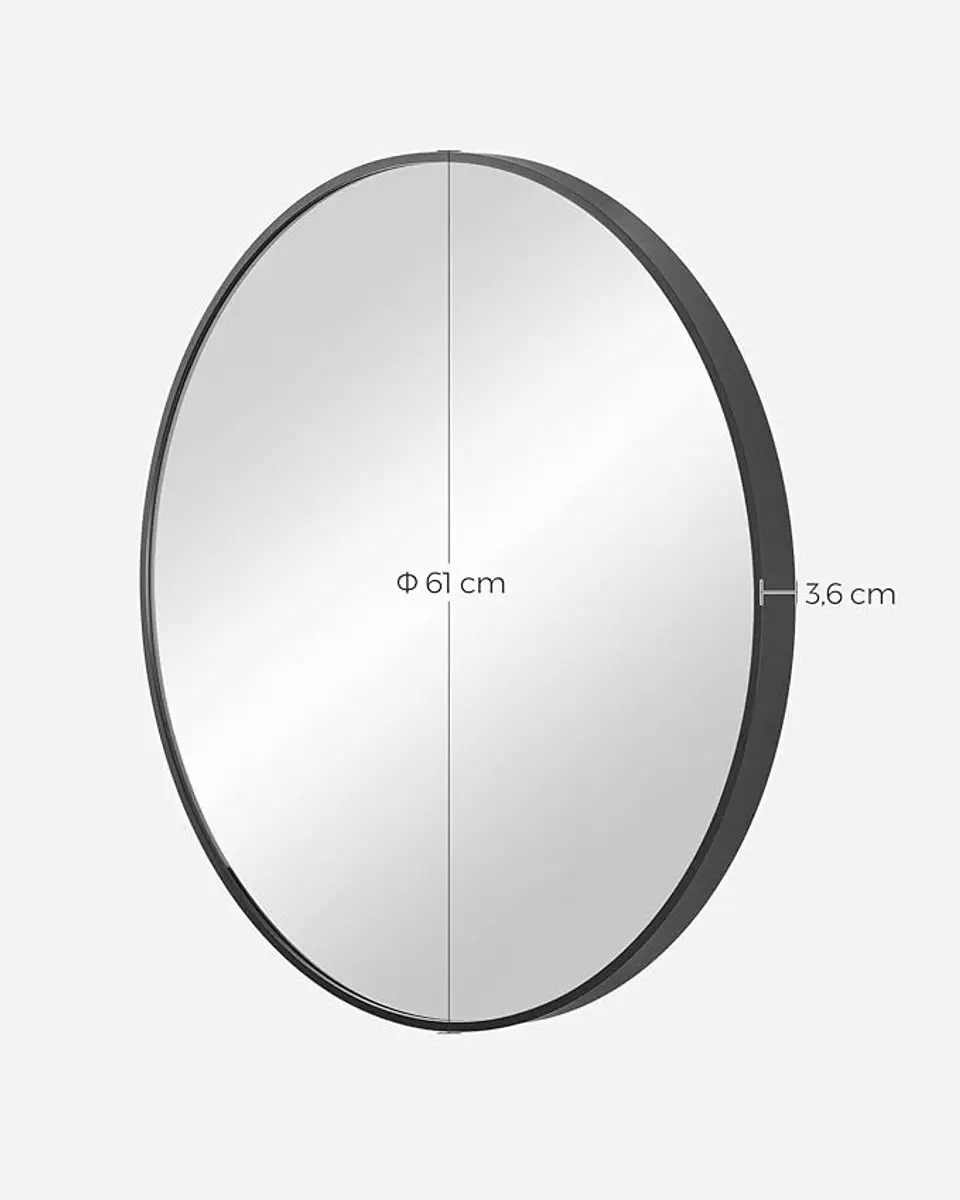 Songmics Ronde Wandspiegel LWM102B01 - 61cm - Zwart - afbeelding 6 van 6