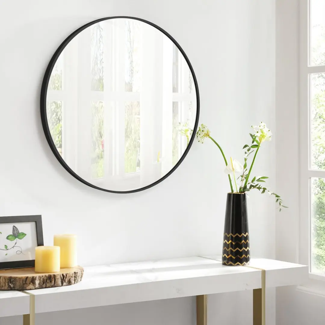 Songmics Ronde Wandspiegel LWM102B01 - 61cm - Zwart - afbeelding 3 van 6