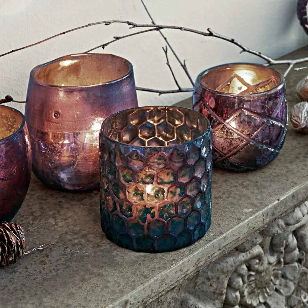 Loberon Windlicht Set van 4 Marine - Paars - afbeelding 6 van 6
