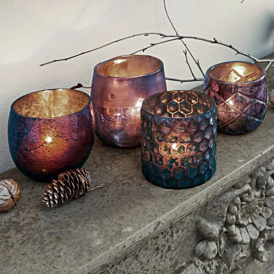 Loberon Windlicht Set van 4 Marine - Paars - afbeelding 4 van 6