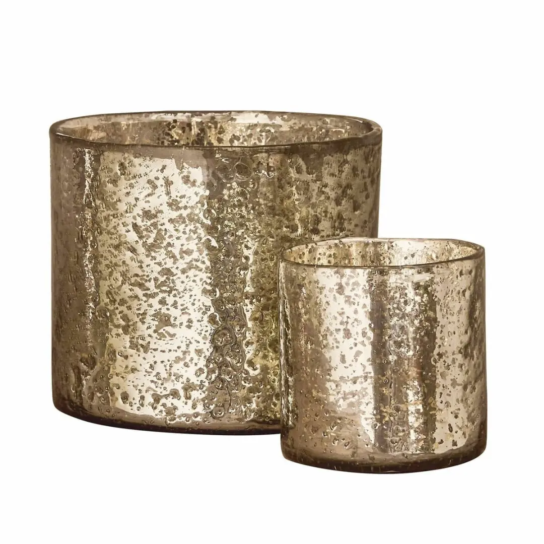 Loberon Windlicht Samuel - Set van 2 - Ø20cm - Antiekzilver - afbeelding 2 van 4