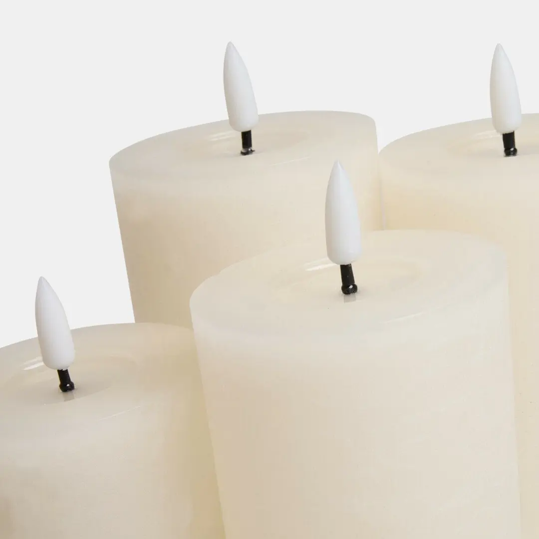 Loberon Ledstompkaars Ljusvik set van 4 - Crème - afbeelding 2 van 5