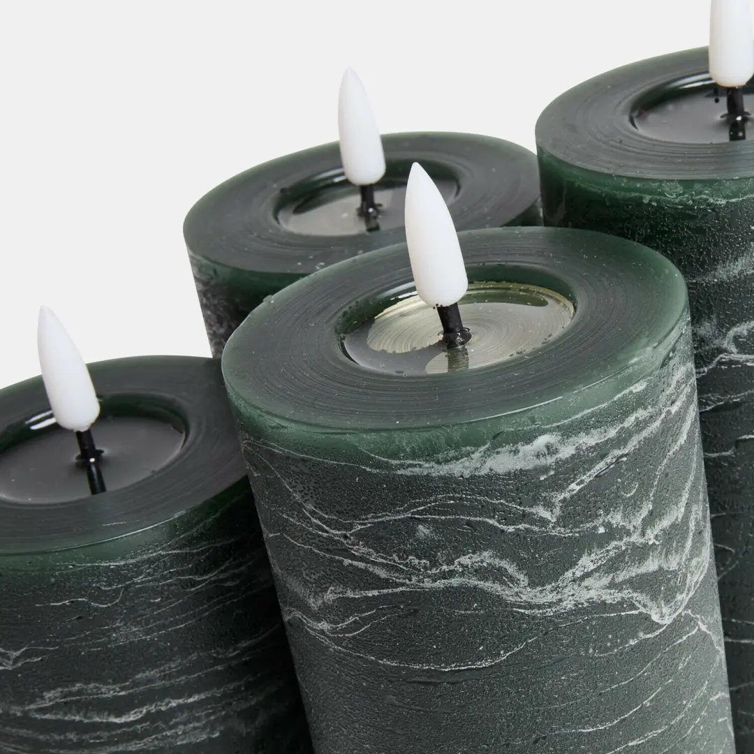 Loberon Ledstompkaars Ljusvik Set van 4 - Groen - afbeelding 4 van 4