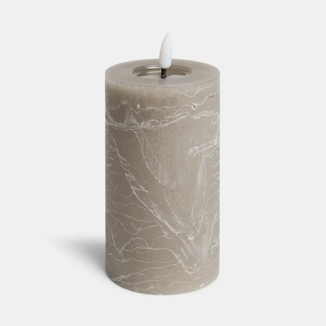 Loberon Ledstompkaars Ljusvik - Ø7,5cm - Set van 4 Taupe - afbeelding 4 van 4