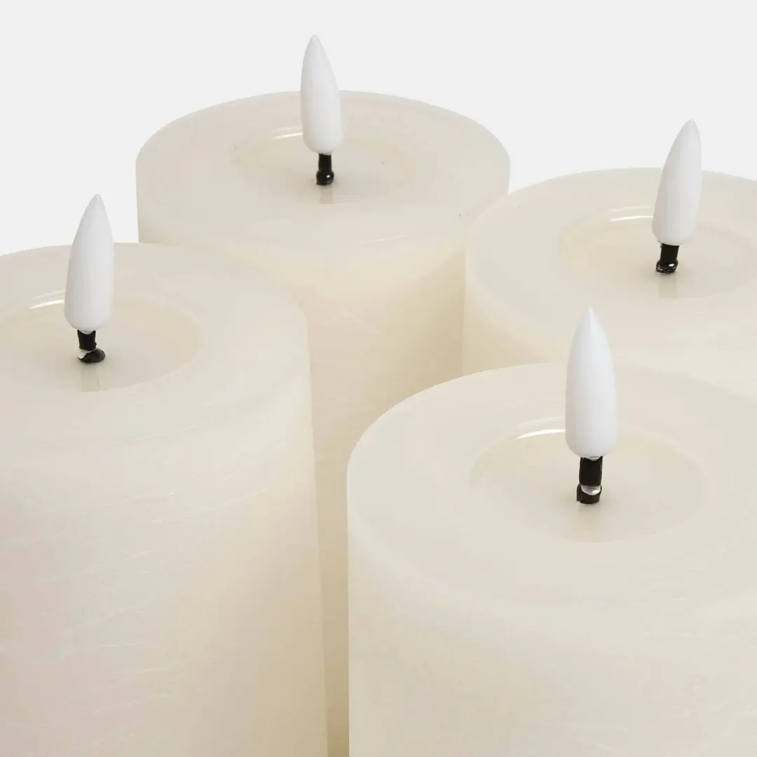 Loberon Rimfalla LED-stompkaars set van 4 - Crème - afbeelding 4 van 5
