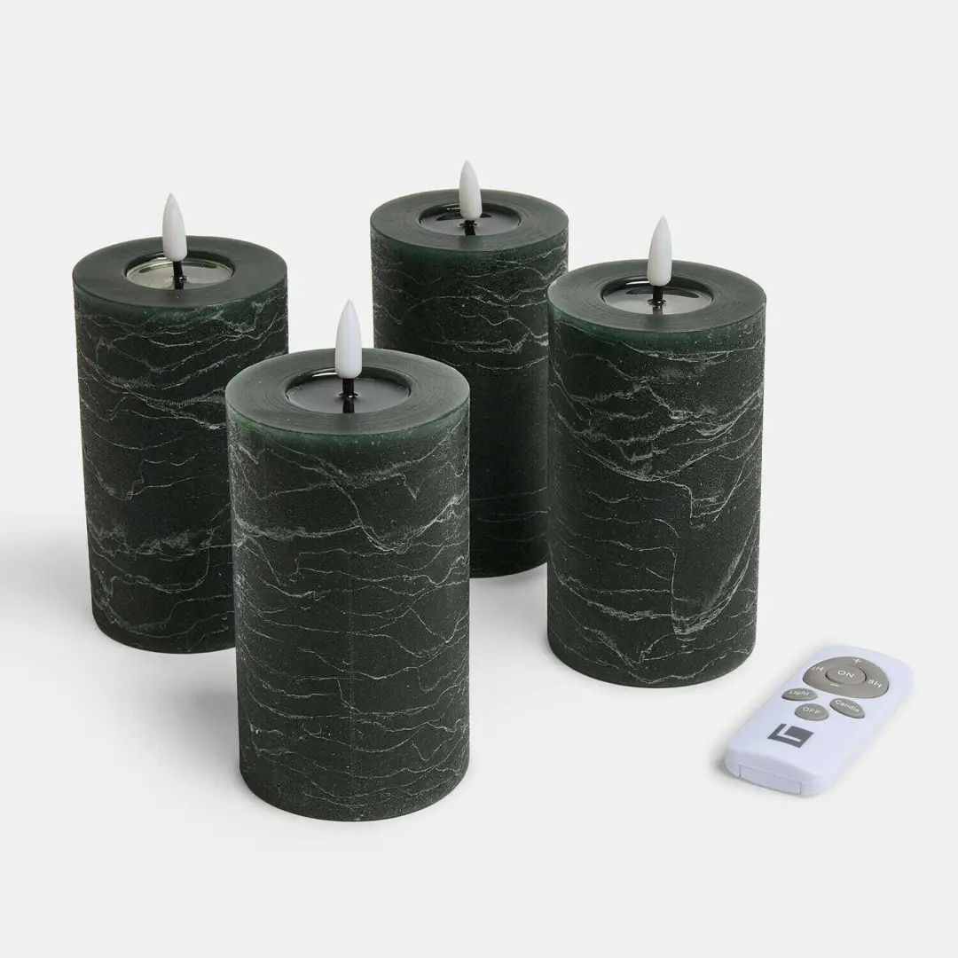 Loberon Rimfalla Ledstompkaars Set van 4