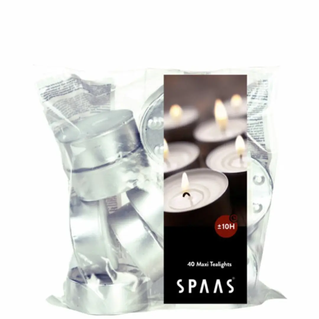 Spaas Maxi Theelichten - 10 branduren - 4x 40 stuks - Wit - afbeelding 5 van 6