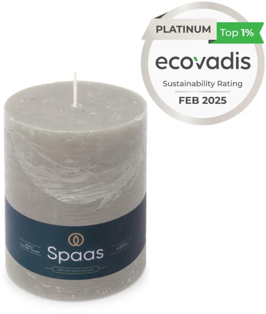 Spaas Rustieke Pillarkaars Lichtgrijs - 6 stuks - afbeelding 3 van 5