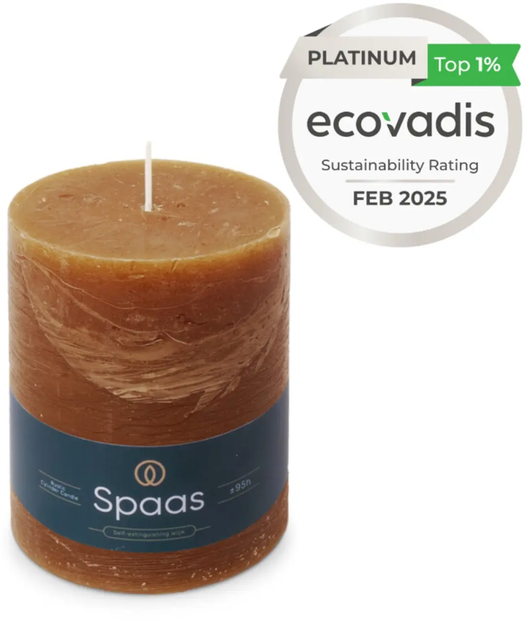 Spaas Rustieke Pillarkaars 95 branduren - Cognac - 6x - afbeelding 3 van 5