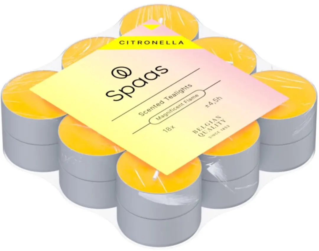 Spaas Citronella Theelichten - 18 stuks - Geel - afbeelding 5 van 5